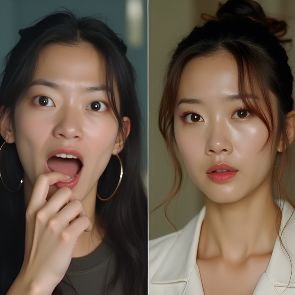 A split image showing Ma Li in two contrasting roles: one in a lighthearted comedic pose and the other in a more serious, dramatic expression, highlighting her versatility.