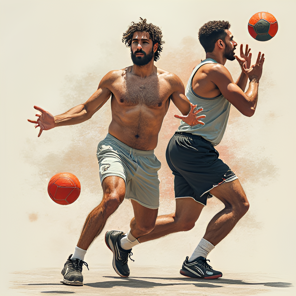 A composite or illustrative image showing Hugo Calderano training, perhaps featuring multiple elements like multiball training, physical conditioning, and studying opponents, representing his dedication and comprehensive preparation.