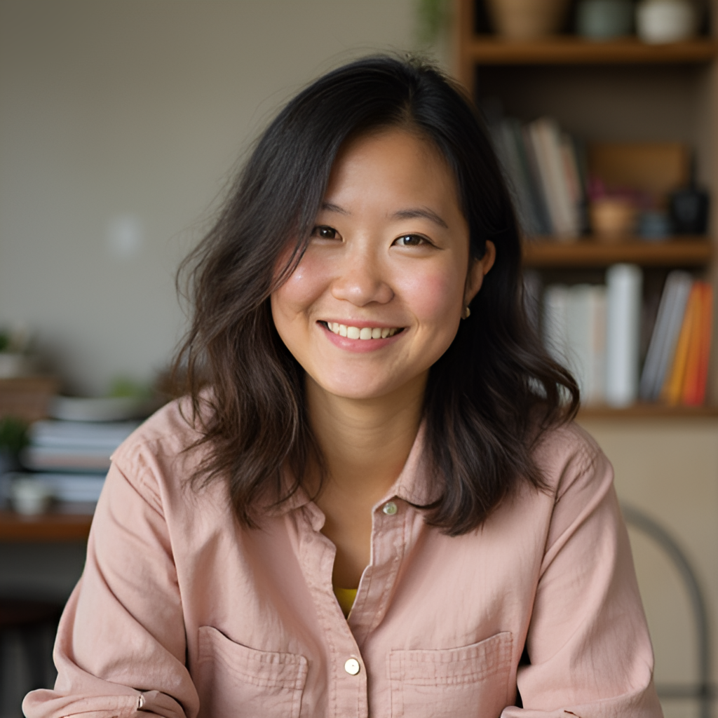 A candid or lifestyle image showing Kelly Fu (傅嘉莉) engaged in one of her other ventures, like designing hair accessories or volunteering, capturing her passion and multifaceted personality, perhaps with a warm and inviting tone.